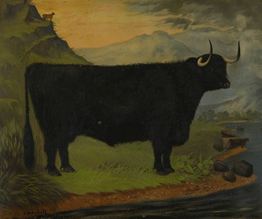 A Black Highland Bull in a Highland Landscape 1880
